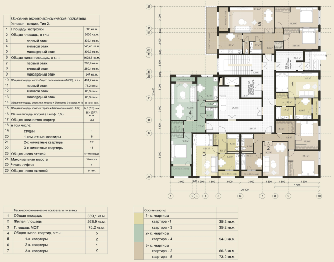 Residential area in Pushkin. Plan of the first floor (a corner residential section). Project, 2016  Arkhstroydesign ASD