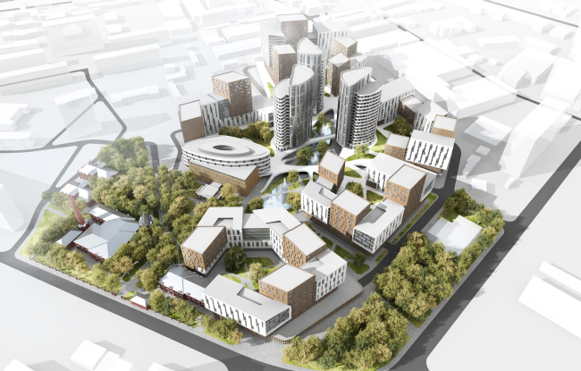 "Silver Fountain" residential complex. Birds-eye view. Project, 2016 � Atrium