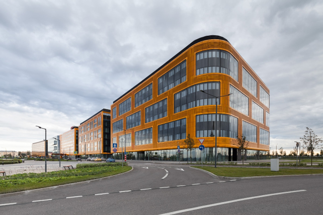 Congress and trade show center EXPOFORUM on the Peterburgskoe Highway. Construction, 2014. Evgeny Gerasimov and Partners, SPEECH, nps tchoban voss. Photograph � D.Chebanenko