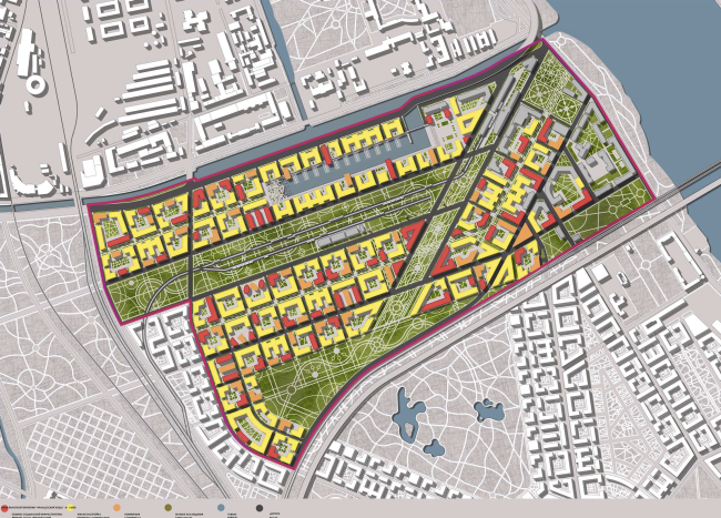 The concept pf transforming the "Gray Belt". Consortium of three architectural companies  Evgeny Gerasimov and Partners, SPEECH, nps tchoban voss