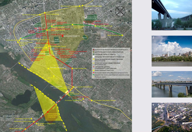 Architectural and planning concept of "Novosibirsk Srena" project. Proposal on uniting the main existing and designed public spaces of the city. Project, 2016 � Arkhstroydesign