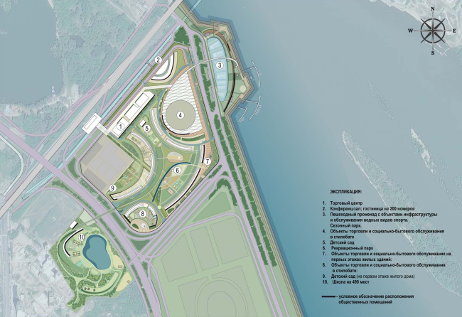 Architectural and planning concept of "Novosibirsk Srena" project. The location plan of the main projects. Project, 2016  Arkhstroydesign