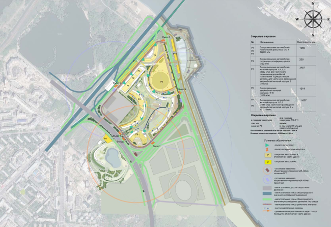 Architectural and planning concept of "Novosibirsk Srena". Transport diagram. Project, 2016  Arkhstroydesign