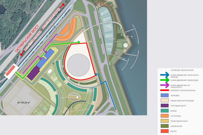 Architectural and planning concept of "Novosibirsk Srena". Master plan of the arena. Project, 2016  Arkhstroydesign