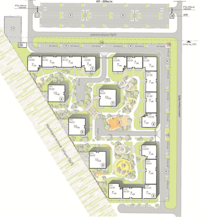 The housing complex on the Stryiska Street in Lviv. Master plan. Project, 2016  Archimatika