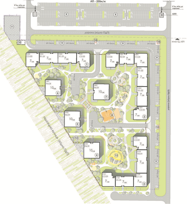 The housing complex on the Stryiska Street in Lviv. Master plan. Project, 2016 � Archimatika