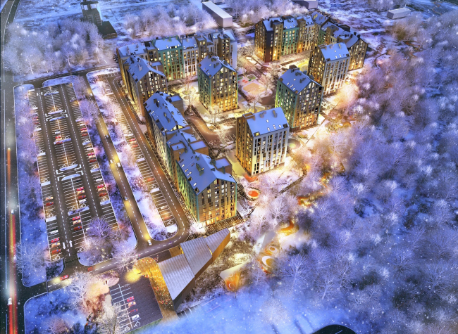 The housing complex on the Stryiska Street in Lviv. Birds-eye view. Project, 2016 � Archimatika