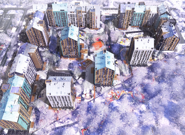 The housing complex on the Stryiska Street in Lviv. Birds-eye view. Project, 2016 � Archimatika