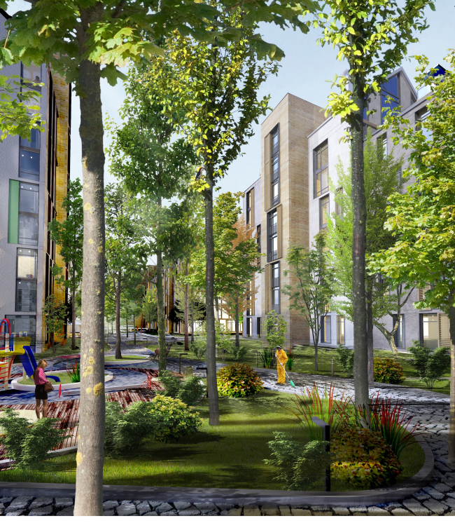 The housing complex on the Stryiska Street in Lviv. Yard. Project, 2016 � Archimatika