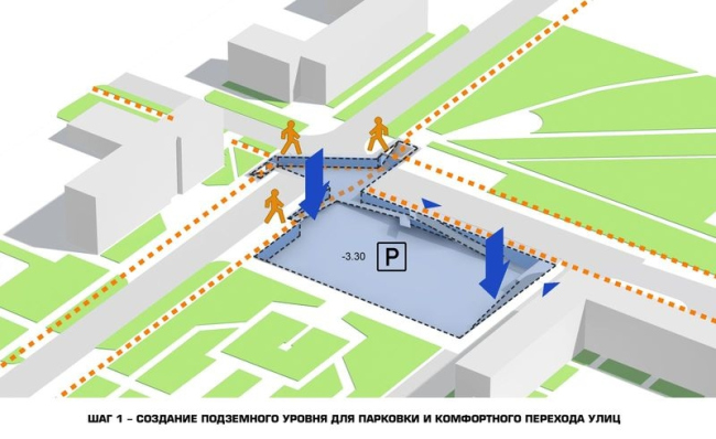 Площадь в Мытищах. Проект, 2012 © Архитектурное бюро Асадова
