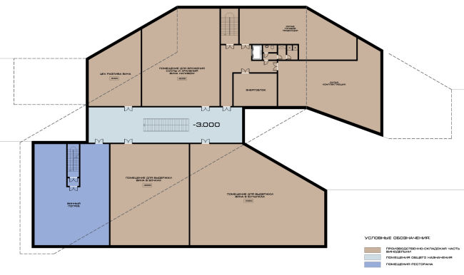 The villa complex and a winemaking center in Yalta. Plan of the first floor of the winery. Project, 2016 � Sergey Tsytsin architects