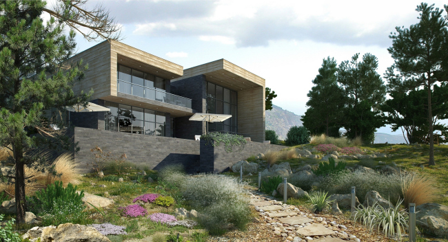 The villa complex and a winemaking center in Yalta. The villas. Project, 2016 � Sergey Tsytsin architects