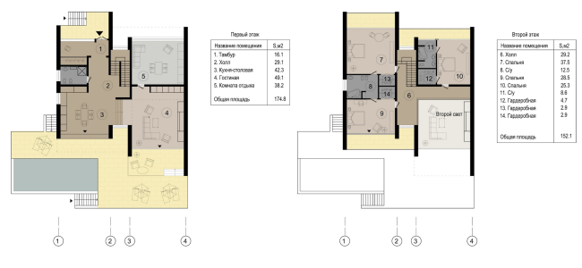 The villa complex and a winemaking center in Yalta. Plans of the villas. Project, 2016  Sergey Tsytsin architects