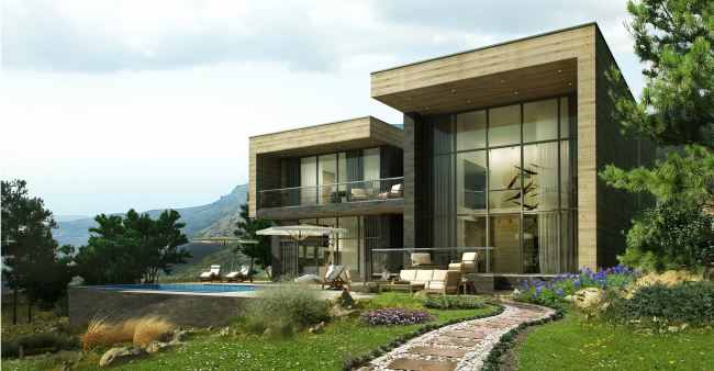 The villa complex and a winemaking center in Yalta. The villas. Project, 2016 � Sergey Tsytsin architects