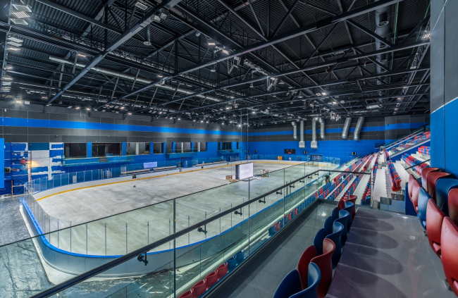 Interior of the entrance lobby and the museum of the sports complex of SKA hockey club. Implementation, 2016 � A.Len Architectural Bureau
