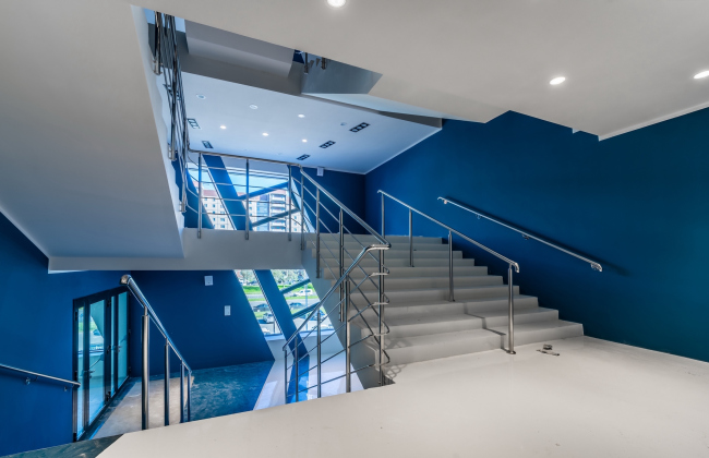 Interior of the entrance lobby and the museum of the sports complex of SKA hockey club. Implementation, 2016  A.Len Architectural Bureau