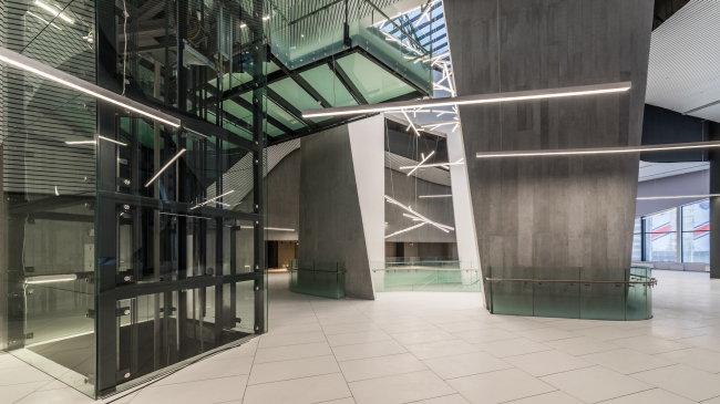 Interior of the entrance lobby and the museum of the sports complex of SKA hockey club. Implementation, 2016 � A.Len Architectural Bureau
