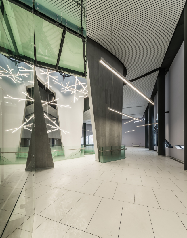 Interior of the entrance lobby and the museum of the sports complex of SKA hockey club. Implementation, 2016 � A.Len Architectural Bureau