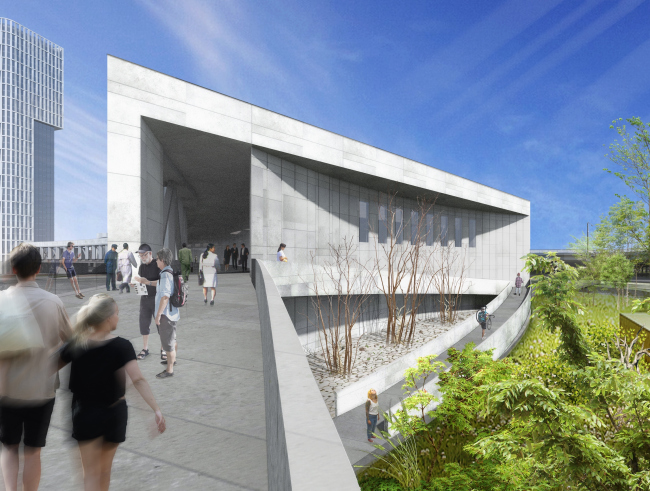 Pedestrian bridge starting from the media center. Hotel complex and media center in Chelyabinsk. Project, 2016 � GrandProjectCity