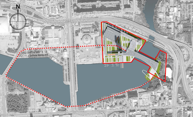 Hotel complex and media center in Chelyabinsk. Location plan. Project, 2016  GrandProjectCity