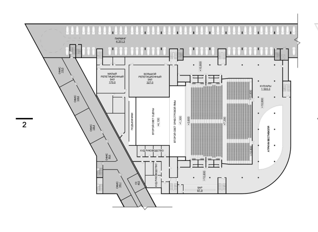 Hotel complex and media center in Chelyabinsk. Plan of the 3rd floor of the convention hall. Project, 2016  GrandProjectCity