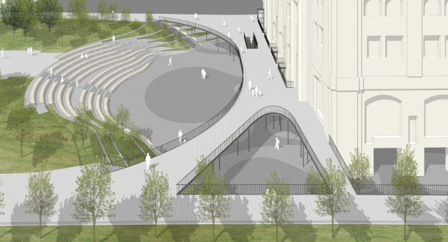 "Museum Park". Organization of the pedestrian zone and the territory adjacent to the Polytechnic Museum. Project, 2016  Wowhaus