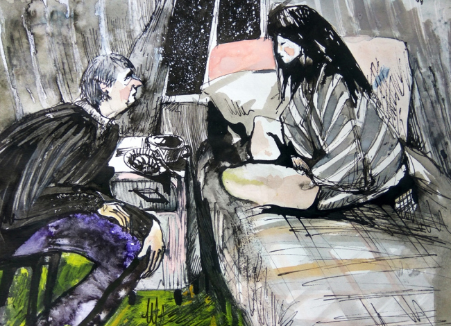 Зарисовки. Автор: Елена Садковская. Выставка «Архитекторы рисуют жизнь». Шоу-рум МФК Match Point. Фотография предоставлена коммуникационным агентством «Правила Общения» Зарисовки. Автор: Елена Садковская. Выставка «Архитекторы рисуют жизнь». Шоу-рум МФК Match Point. Фотография предоставлена коммуникационным агентством «Правила Общения»