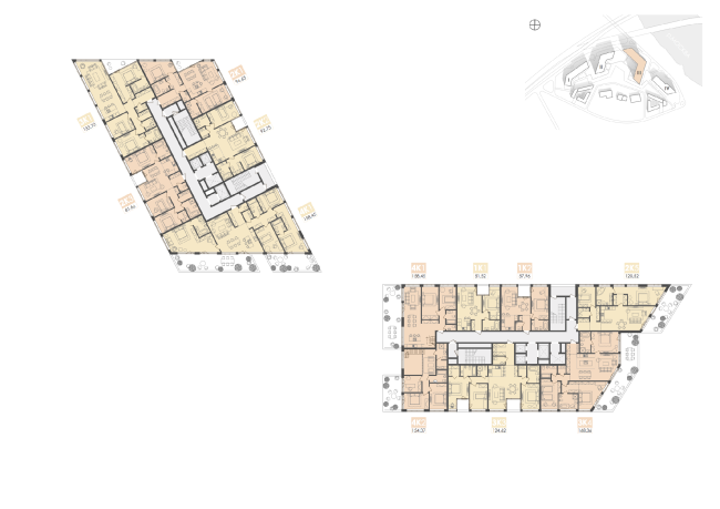 Mixed-use complex on the territory of the Milikrovlya factory. Plan of the standard floor of the tower (Building 3). Project, 2015 � Archimatika