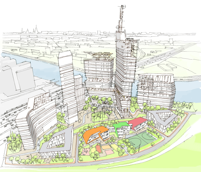 Mixed-use complex on the territory of the Milikrovlya factory. Sketch. Project, 2015  Archimatika