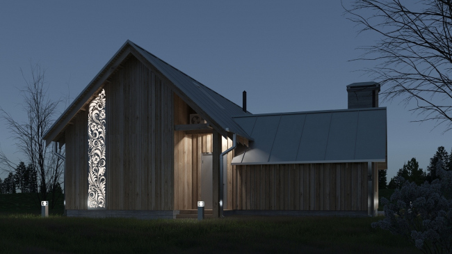 Русский стиль. Флагман, Стандарт. Входная группа ночью © Ilya Samsonov Architecture & Design