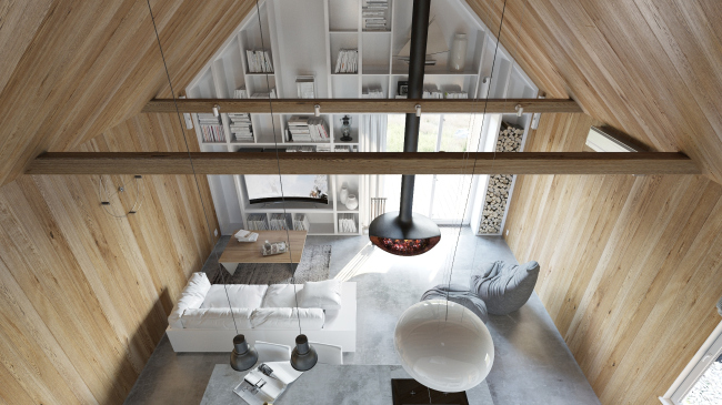 Русский стиль. Интерьер: вид из интерьерного окна спальной комнаты © Ilya Samsonov Architecture & Design