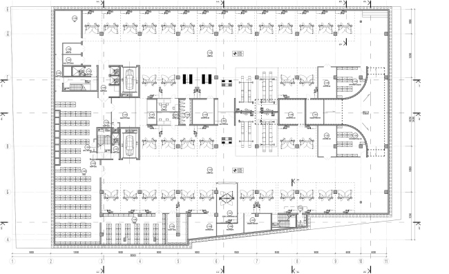 Dealership center of Mercedes-Benz and Audi on the territory of ZIL Plant. Plan of the -1st floor. Project, 2016 � Kleinewelt Architekten