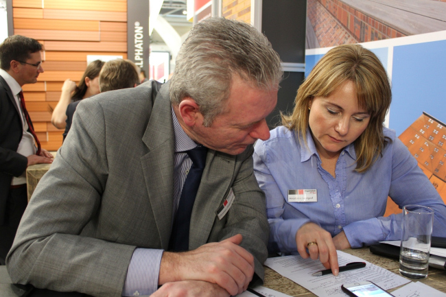 Компания HAGEMEISTER GMBH & CO. KG на выставке Bau München 2017. Кристиан Хагемайстер, совладелец компании Hagemeister. Анастасия Ландграф, директор по продажам в России компании Hagemeister. Фотография предоставлена ЗАО «Фирма «КИРИЛЛ» Компания HAGEMEISTER GMBH & CO. KG на выставке Bau München 2017. Кристиан Хагемайстер, совладелец компании Hagemeister. Анастасия Ландграф, директор по продажам в России компании Hagemeister. Фотография предоставлена ЗАО «Фирма «КИРИЛЛ»