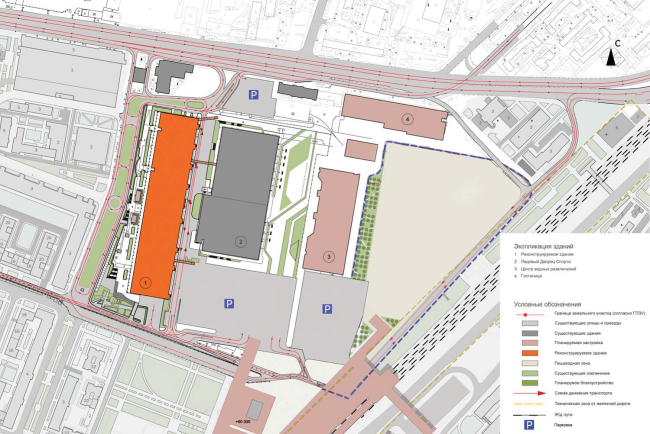 Multifunctional complex in "Park of Legends" on the territory of the former ZIL plant. Location plan  Olimpproekt Group