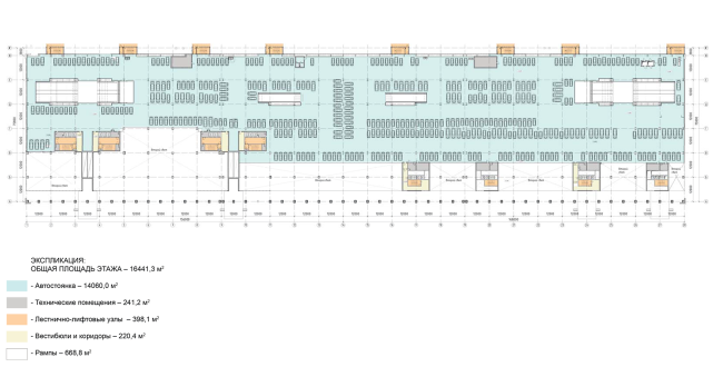 Multifunctional complex in "Park of Legends" on the territory of the former ZIL plant. Floor plan of the second floor  Olimpproekt Group