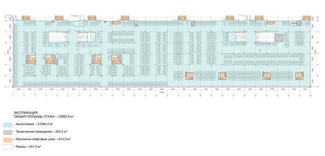 Multifunctional complex in "Park of Legends" on the territory of the former ZIL plant. Floor plan of the third floor  Olimpproekt Group