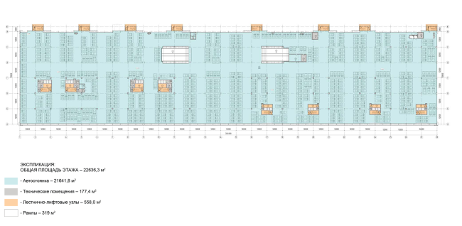 Multifunctional complex in "Park of Legends" on the territory of the former ZIL plant. Floor plan of the fifth floor  Olimpproekt Group