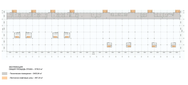 Multifunctional complex in "Park of Legends" on the territory of the former ZIL plant. Floor plan of the sixth floor � Olimpproekt Group