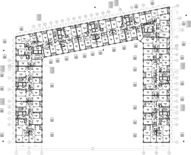 ZilArt residential comple. Plan of floors 3-7  Eugene Gerasimov and Partners