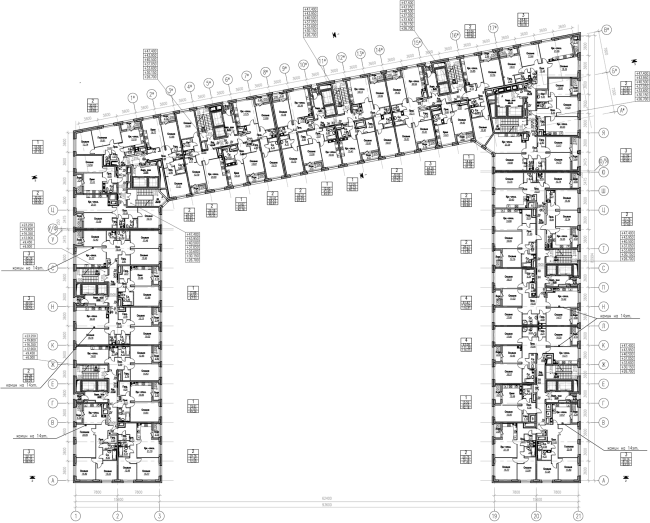 ZilArt residential comple. Plan of floors 8-14  Eugene Gerasimov and Partners