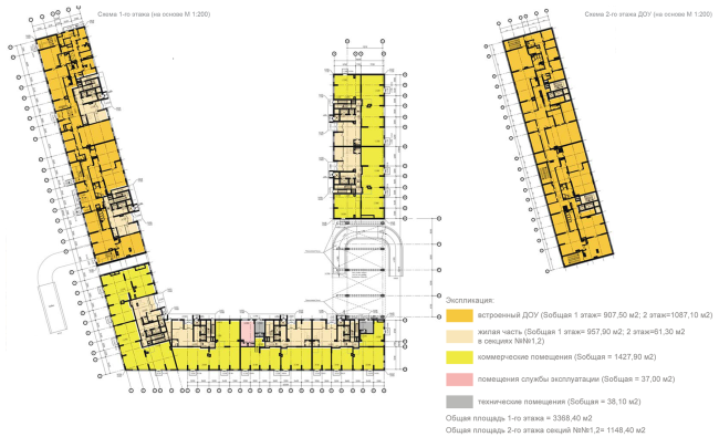 Housing complex at the Mikhailova Street. Plan of the 1st and 2nd floor  Olimpproekt Group