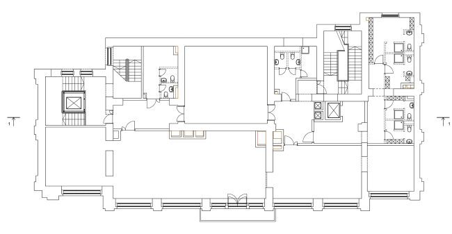 Restoration of the Sytin house. Plan of the 3rd floor at mark +10.433 � Ginsburg Architects