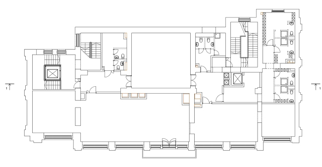 Restoration of the Sytin house. Plan of the 3rd floor at mark +10.433  Ginsburg Architects