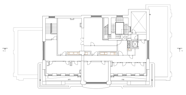 Restoration of the Sytin house. Plan of the 5th floor at mark +20.542  Ginsburg Architects