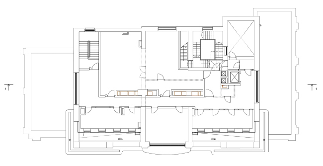 Restoration of the Sytin house. Plan of the 5th floor at mark +20.542 � Ginsburg Architects