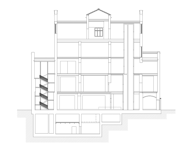 Restoration of the Sytin house. Section 1-1 � Ginsburg Architects