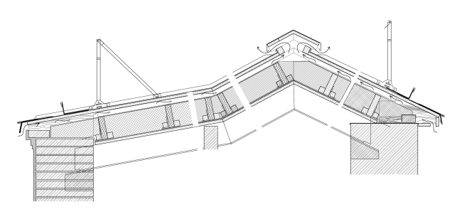 Restoration of the Sytin house. Roof cross-section  Ginsburg Architects