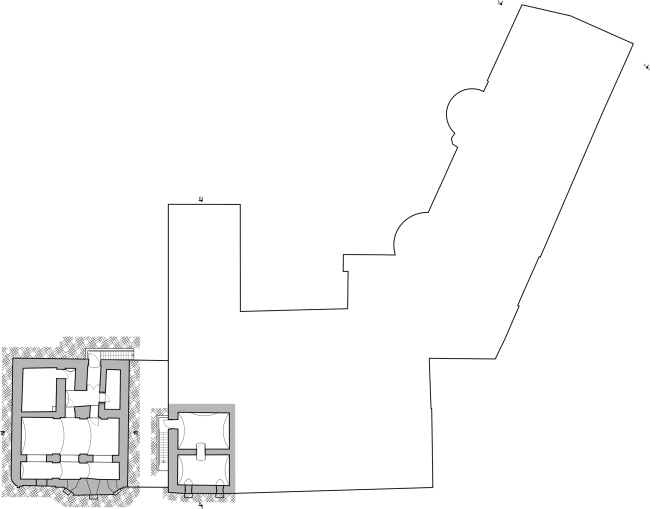 Restoration of the Dolgorukovykh-Bobrinskikh manor house on the Malaya Dmitrovka Street. Plan of the basement  Ginsburg Architects