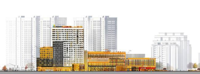 Multifunctional complex "Five Stars". Facade as seen from the "Sports" park � A.Len