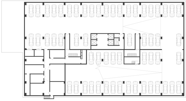 Tier of the underground parking garage. "Optima-Plaza" office complex � Archimatika